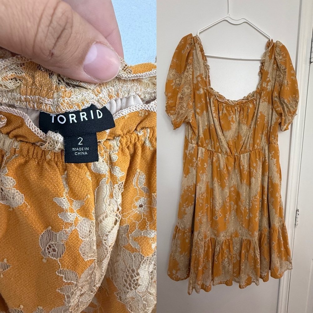 Torrid Golden Lace Floral Dress